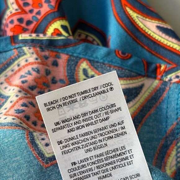 Boden border print raglan top blue, paisley amaryllis size 6 small - Picture 8 of 11
